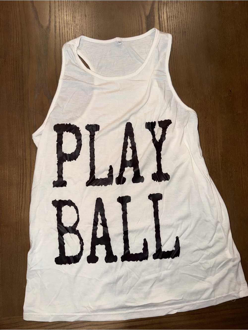 White 'PLAY BALL' Graphic Tank Top
